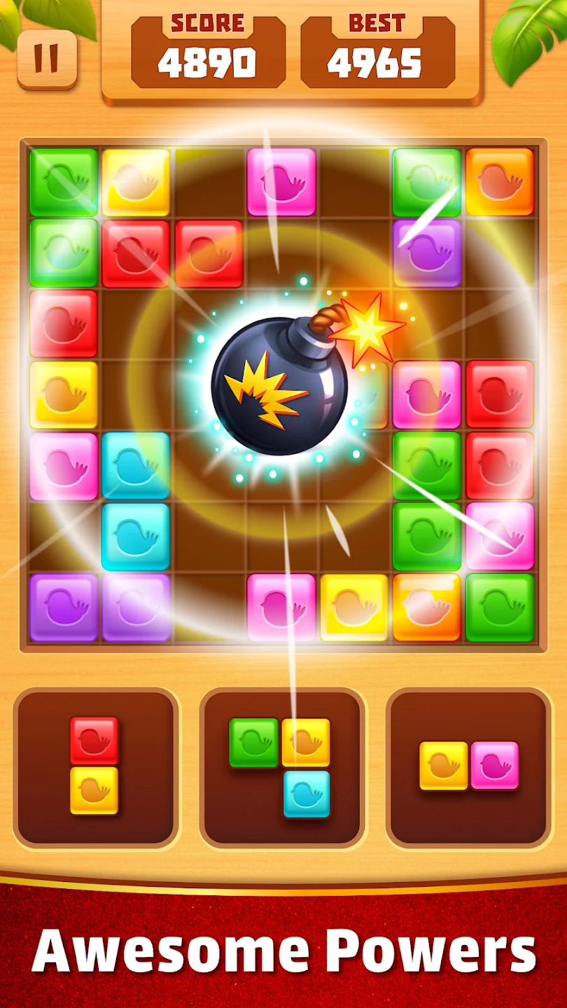 Bomb power-up clearing the board